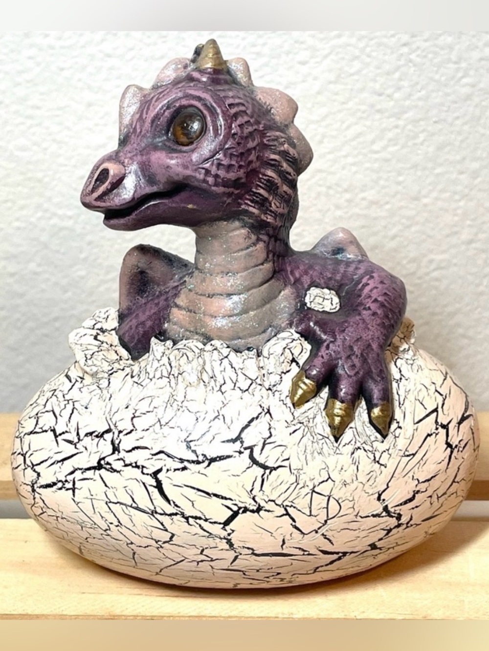 Hand Painted Purple Dragon Hatchling Figurine | Artist Signed | 1998 | EUC